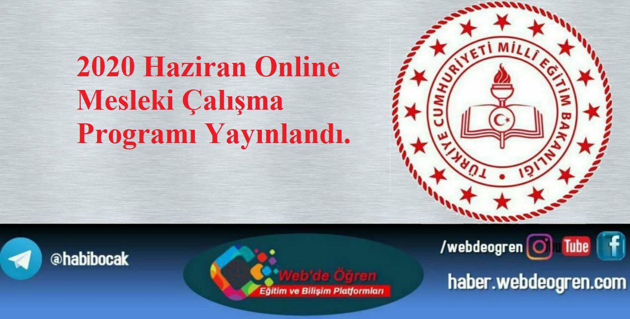 2020 Haziran Online Mesleki Çalışma Programı Yayınlandı.