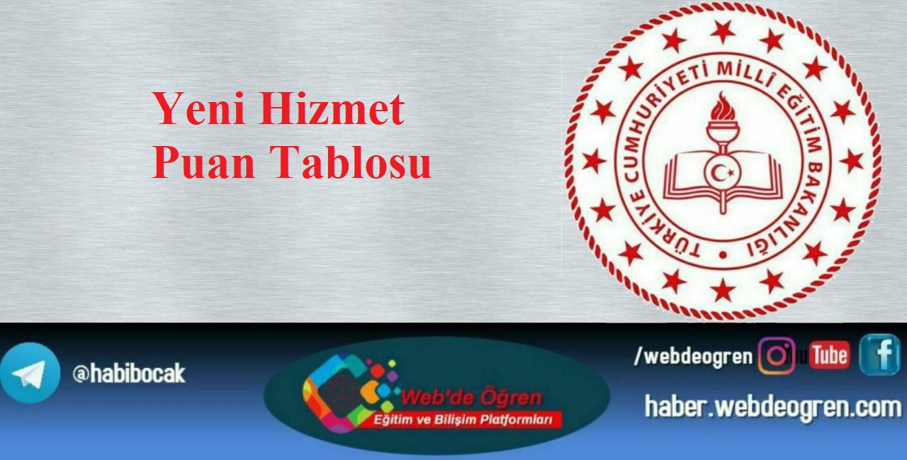 Yeni Hizmet Puan Tablosu