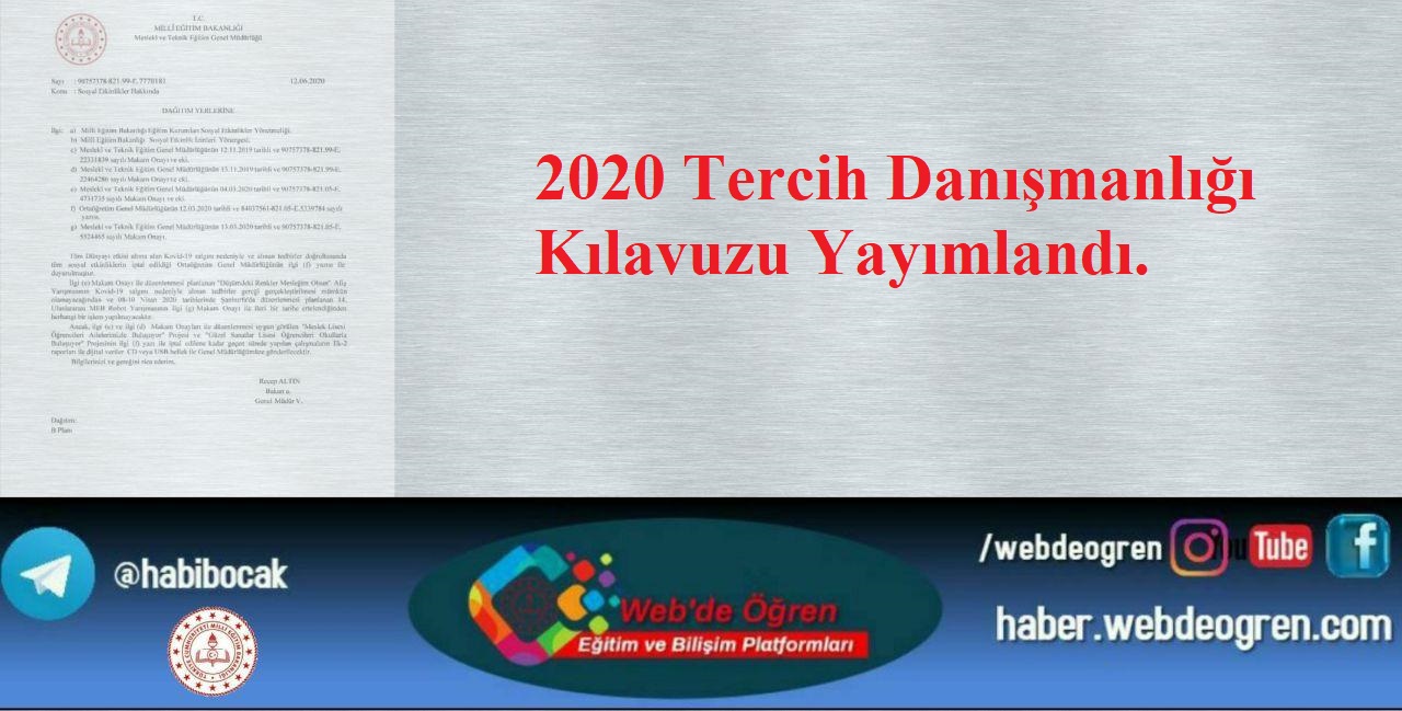 2020 Tercih Danışmanlığı Kılavuzu Yayımlandı.