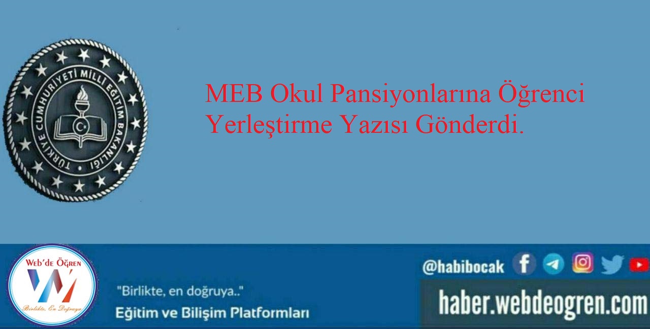 MEB Okul Pansiyonlarına Öğrenci Yerleştirme Yazısı Gönderdi