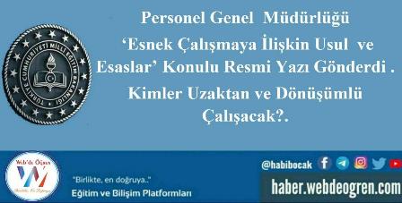 Personel Genel Müdürlüğü Esnek Çalışmaya İlişkin Usül ve Esaslarla İlgili Resmi Yazı