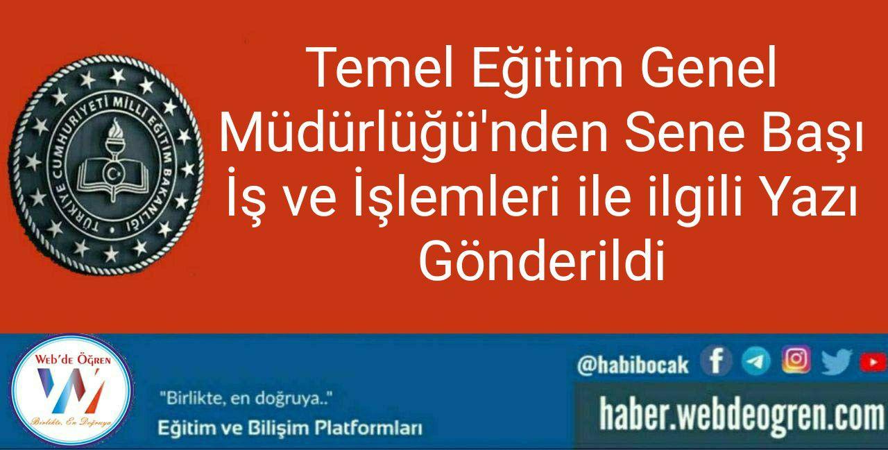 Temel Eğitim Sene Başı İş ve İşlemleri