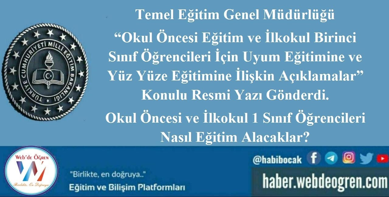 Okul Öncesi ve 1. Sınıf Öğrencileri İçin Uyum Eğitimine ve Yüz Yüze Eğitime İlişkin Açıklamalar