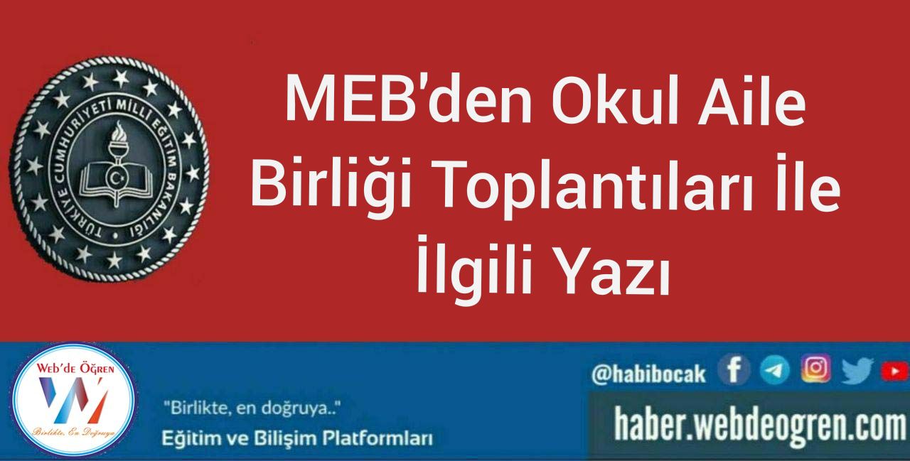 MEB’den Okul Aile Birliği Toplantıları İle İlgili Yazı