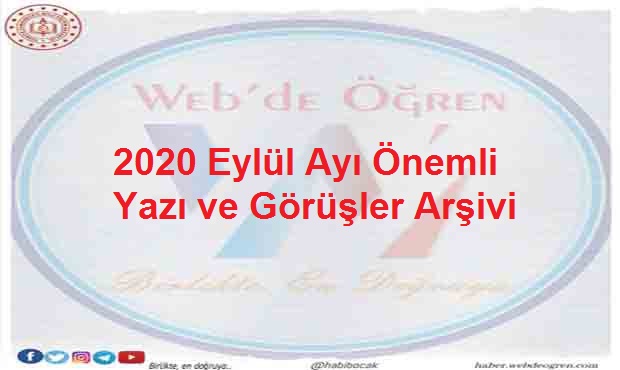 2020 Eylül Ayı Önemli Yazı ve Görüşler Arşivi