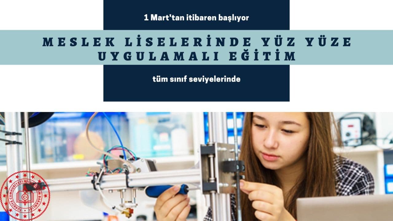 Meslek Liseleri, Güzel Sanatlar ve Spor Liseleri Uygulamalı Meslek Dersleri 1 Mart’tan İtibaren Yüz Yüze Başlayacaktır