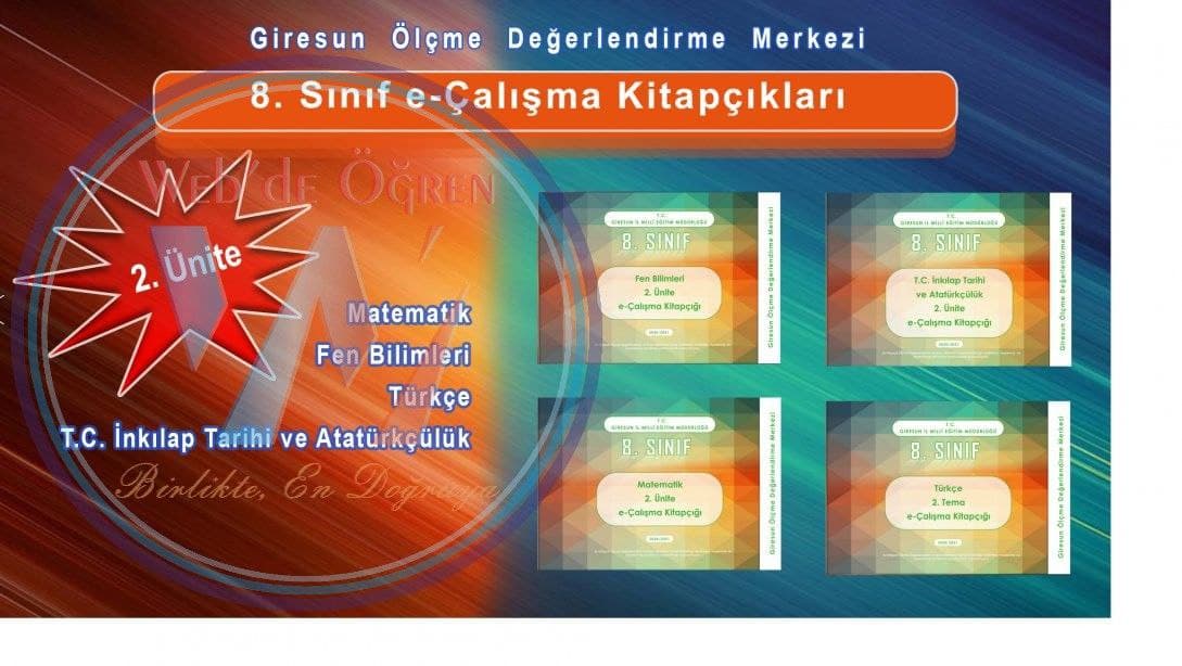 Giresun İl Millî Eğitim Müdürlüğü Ölçme Değerlendirme Merkezi 8. Sınıf E-Çalışma Kitapçıkları Yayımladı.