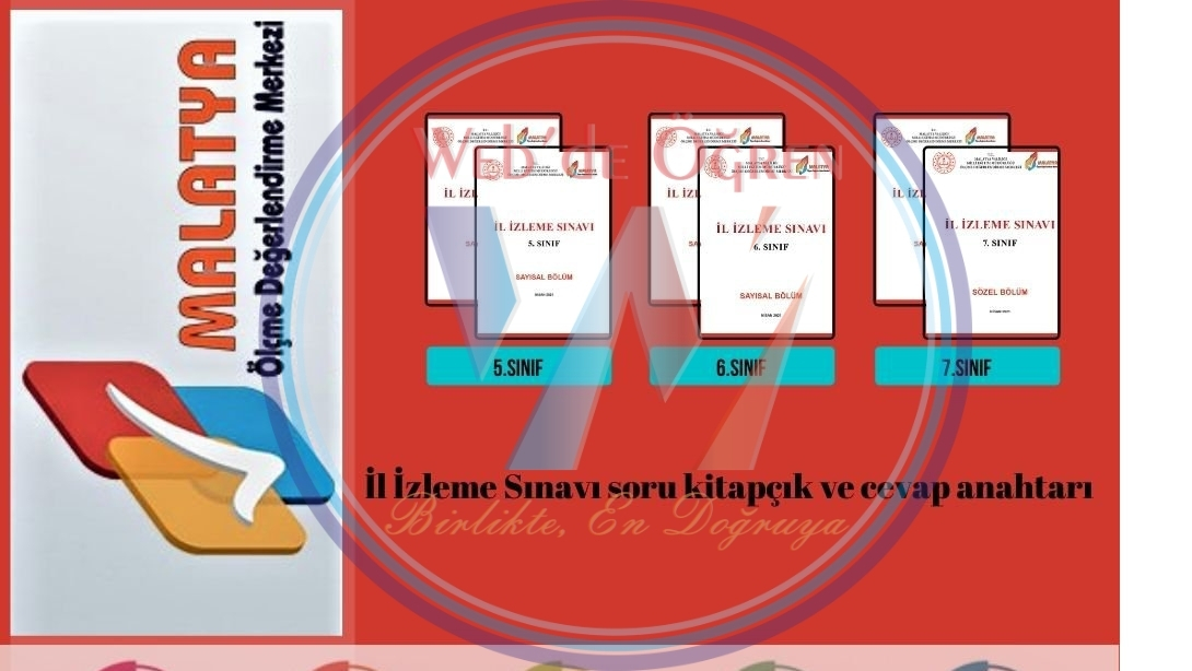 Malatya İl Milli Eğitim Müdürlüğü Ölçme Değerlendirme Merkezi 5, 6 ve 7. Sınıf öğrencilerine yönelik olarak gerçekleştirilen İl İzleme Sınavı soru kitapçıkları ve cevap anahtarı yayınlandı.