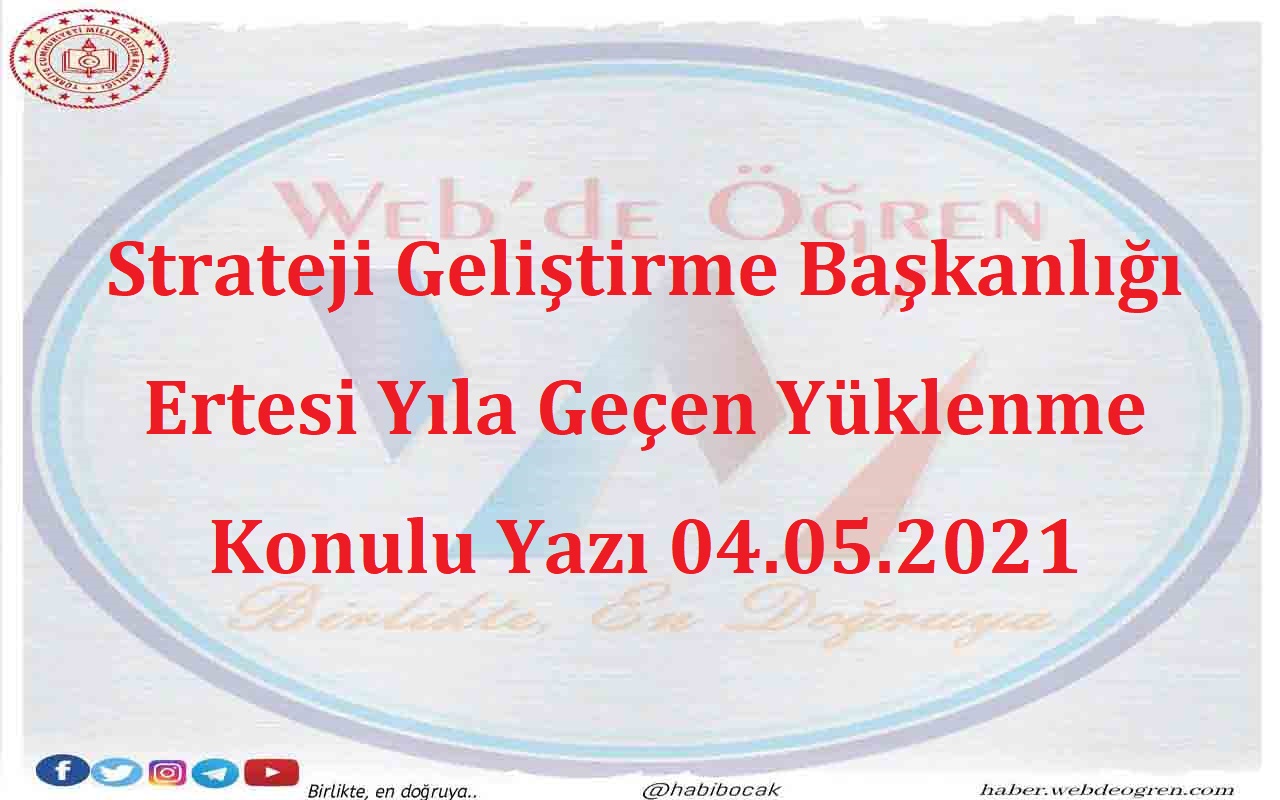 Strateji Geliştirme Başkanlığı Ertesi Yıla Geçen Yüklenme Konulu Yazı 04.05.2021
