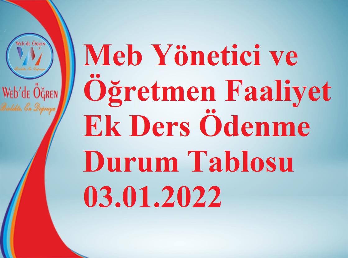 Meb Yönetici Ve Öğretmen Faaliyet Ek Ders Ödenme Durum Tablosu 26.10.2022