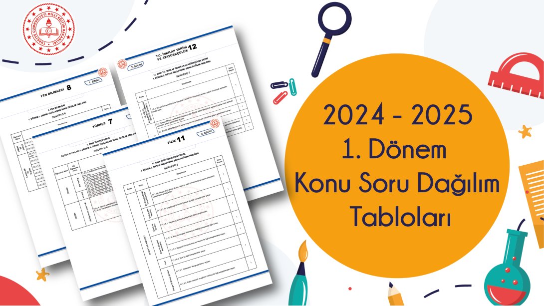2024 1. Dönem Ortak Yazılı Sınavlara Yönelik “Konu Soru Dağılım Tabloları” Yayımlandı