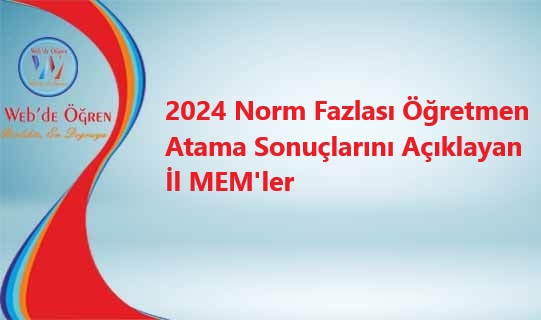 2024 Norm Fazlası Öğretmen Atama Sonuçlarını Açıklayan İl MEM’ler
